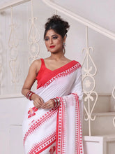 Peach Cotton Ikat Saree With Ganga Jamuna Border-MA66BCT431380073